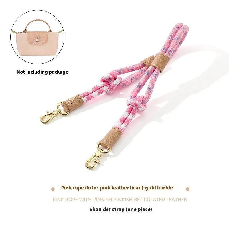 Braided rope shoulder strap for bags with alloy buckle, shown in 78cm and 100cm lengths.