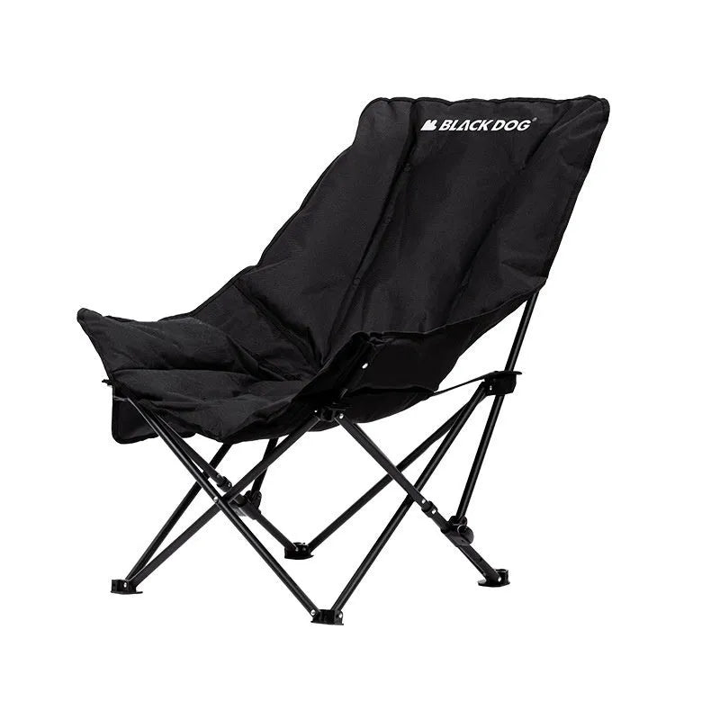 Night Black Oxford cloth portable folding camping recliner chair in moon chair design