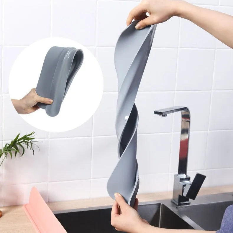 Silicone kitchen sink splash guard water blocking plate in black, blue or grey colours