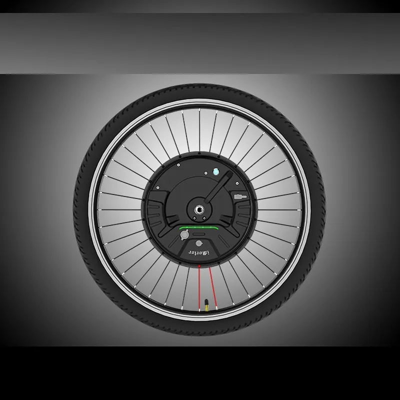 Black alloy hub motor wheel for converting standard bicycles to electric pedal-assist bikes