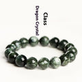 Natural Green Dragon Crystal round bead bracelet with 8-9mm beads and geometric Ruyi design