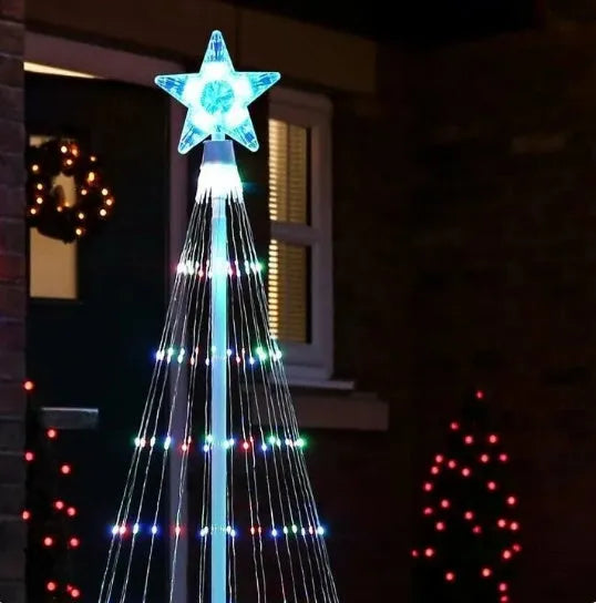 Multi-colour LED animated outdoor Christmas tree lights for garden decoration in 1.5m or 2m sizes