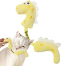 Four cat toys set showing catnip rope, plush mouse, plush fish, and plush bunny in pink, purple, yellow colours
