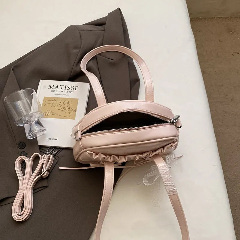 Women's PU bandage bow handbag in casual style with mobile phone compartment