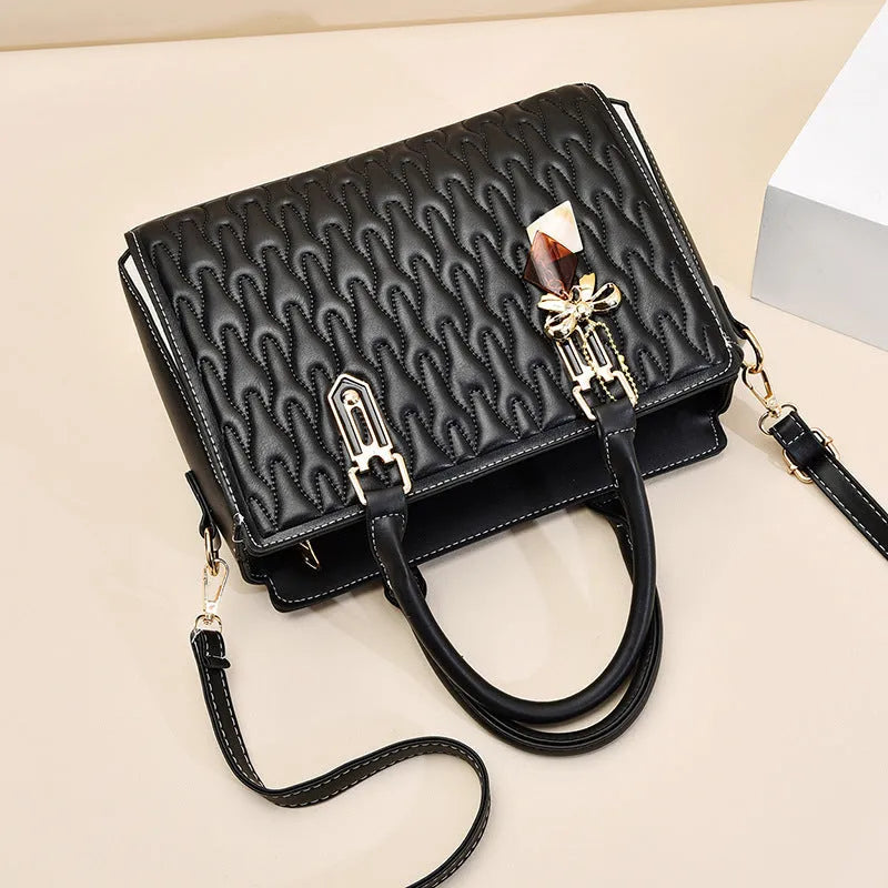 Women's large-capacity polyester messenger bag in street trend style with multiple pocket design