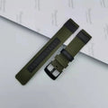 Oxford cloth watch strap in camouflage colour showing textile texture and standard watch lugs