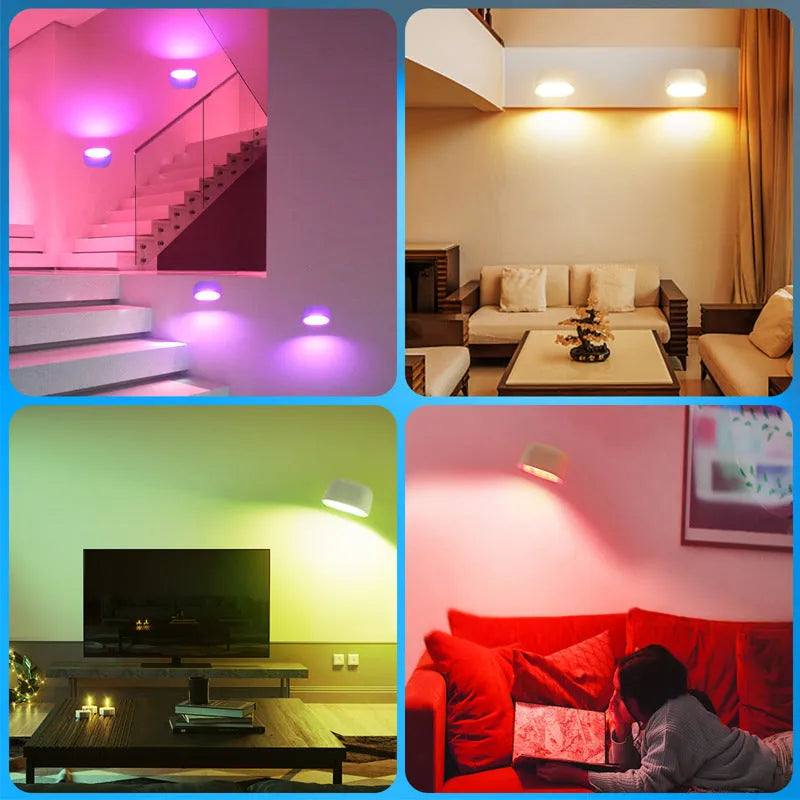 Oval white remote control magnetic wall lamp with adhesive mount and USB charging cable