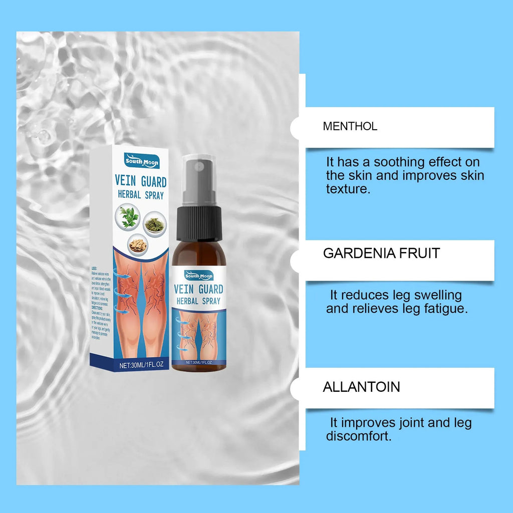 30ml bottle of herbal body care spray with a blend of seven plant extracts including menthol and gardenia fruit.