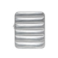 Fluffy air puff laptop sleeve with elastic sides for 9.7 to 11 inch devices in black, khaki, or silver