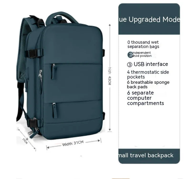 Large nylon waterproof mummy backpack in various colours on a neutral background.