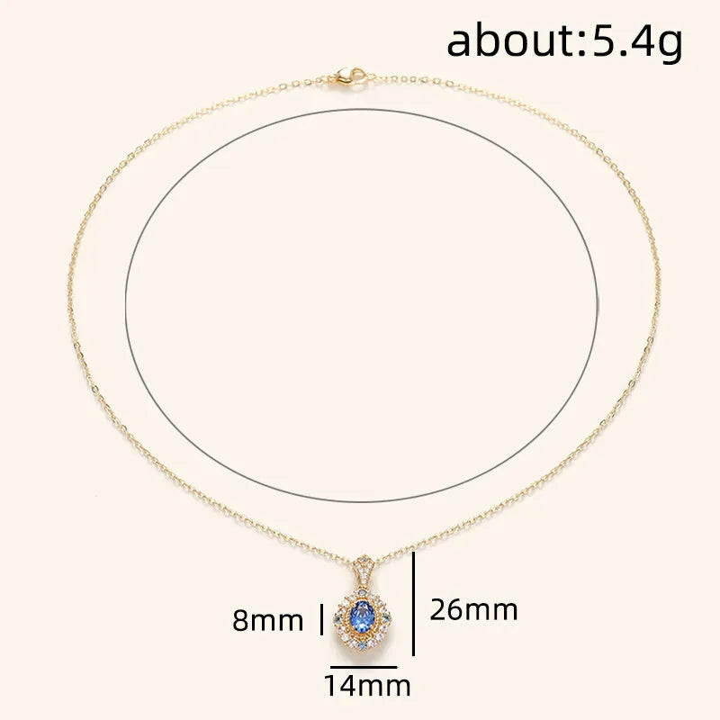 Golden royal necklace with mixed gemstone pendant on a box chain, adjustable length.