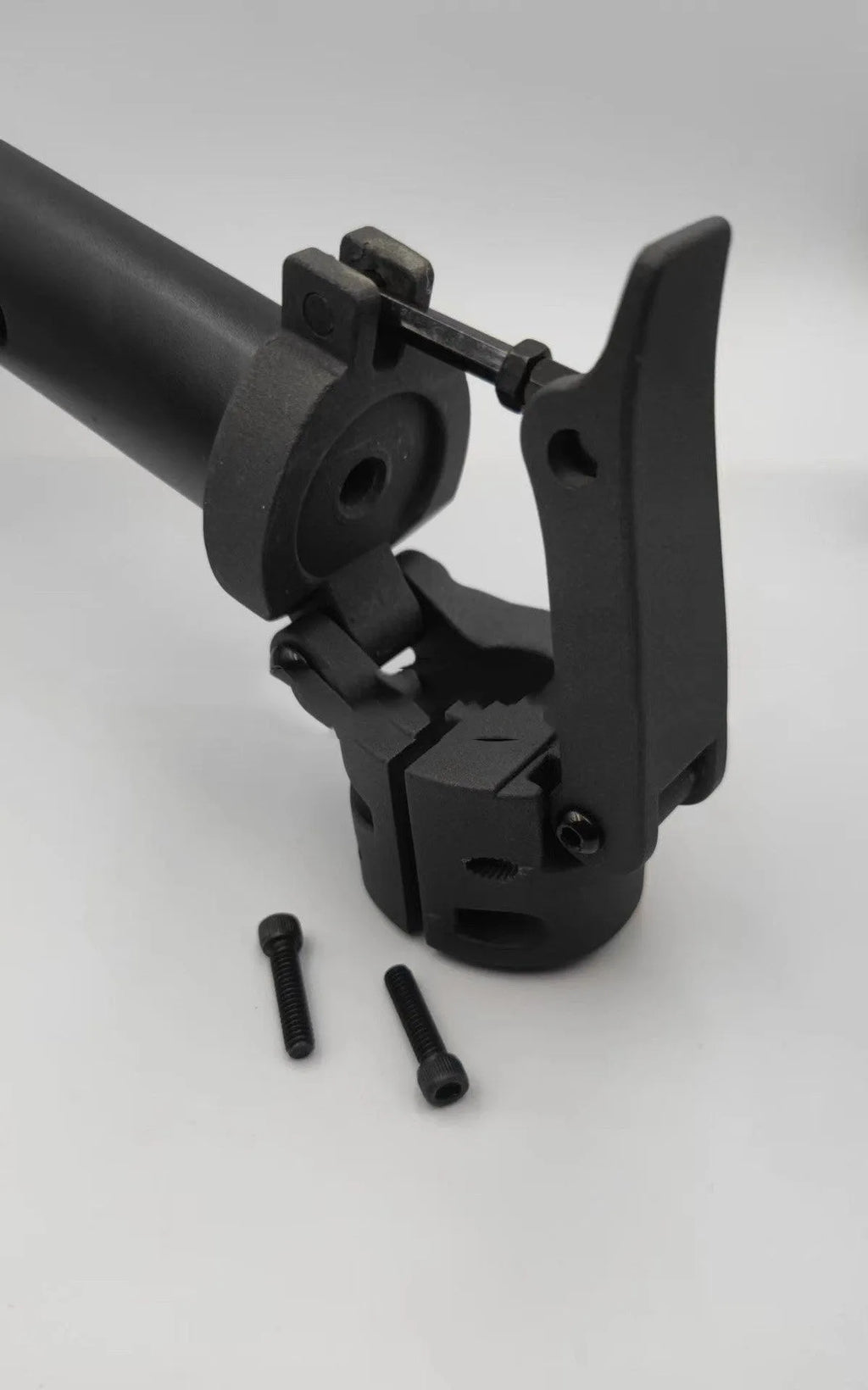 Black metal folding upright pole for Nanbo No. 9 electric scooter.