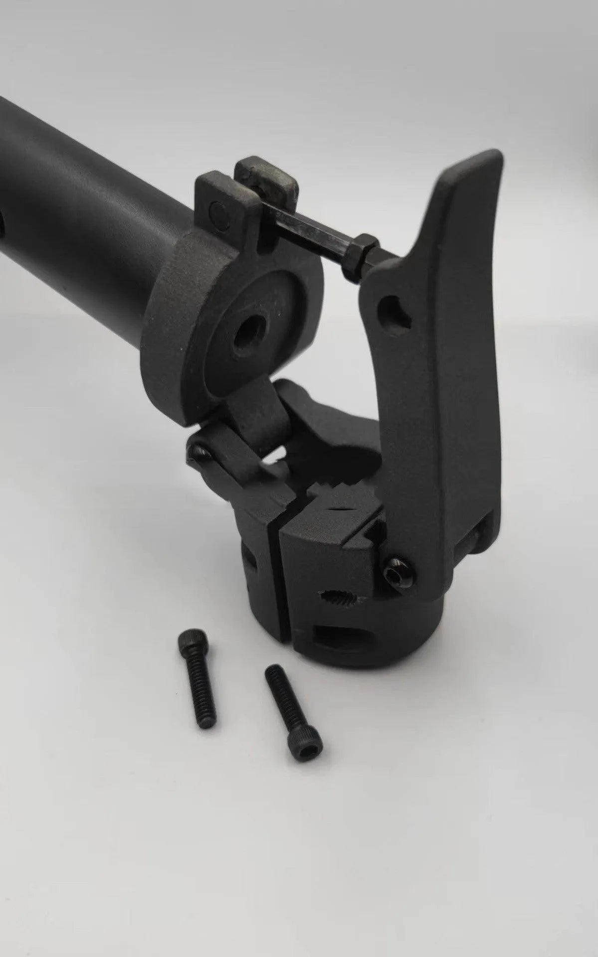 Black metal folding upright pole for Nanbo No. 9 electric scooter.