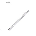 Silver metal flexible shaft extension for cordless drills with a 6.35mm shank.