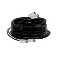 Cat5 or Cat6 Ethernet extension cable with blue PVC jacket and clear RJ45 connectors on a white background.