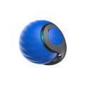Interactive rolling ball pet toy in blue and red options showing motion-activated design for cats and dogs
